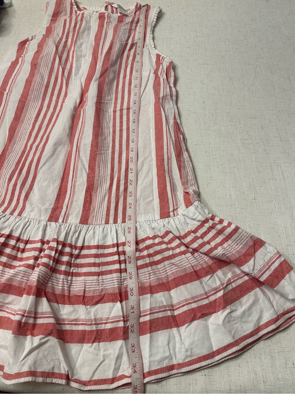 London Times Cream and Coral Striped Sleeveless Mini Dress - Picture 8 of 10